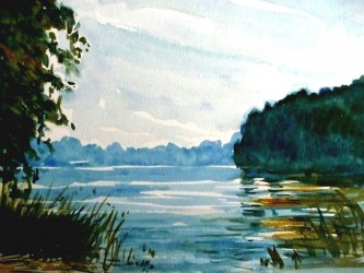 Rangsdorfer See- gemalt mit Blau und Gelb (1998)