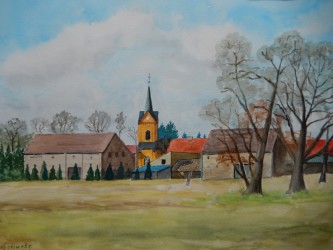 Blick zur Rangsdorfer Kirche im Herbst (2011)