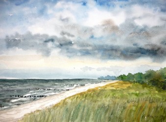 Dunkle Wolken am Strand von Zingst (1989)