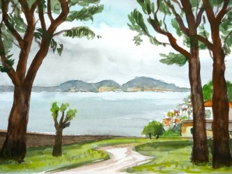 Blick von Ischia auf den Golf von Neapel mit Vesuv (2005)