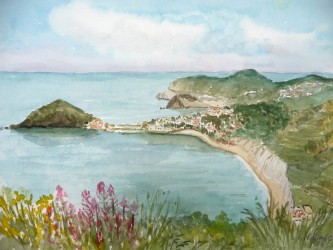 Blick vom Monte Cotto auf St. Angelo und Marontistrand (Ischia) (2006)