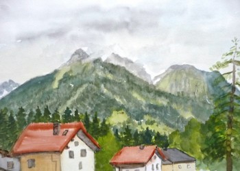 Blick vom Hotel in Ehrwald zum Grubigstein und Daniel (2010)